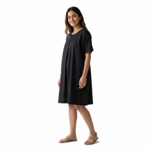 Effortless A-Line Silhouette: The Pleated Front Linen Shift Dress
