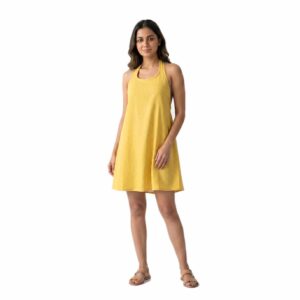 Effortless Summer Halter: Backless A-Line Linen Mini Dress