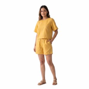 Eco-Luxe Boxy Linen Co-ord Set with High-Waist Tailored Shorts